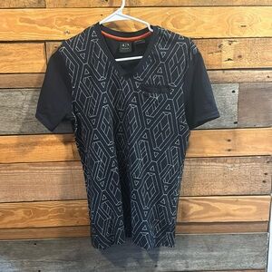 Armani Exchange A/Xmens small v neck navy all over print